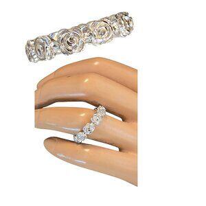 Vintage AK Turkey Sterling Silver Flower Band Ring Size 9